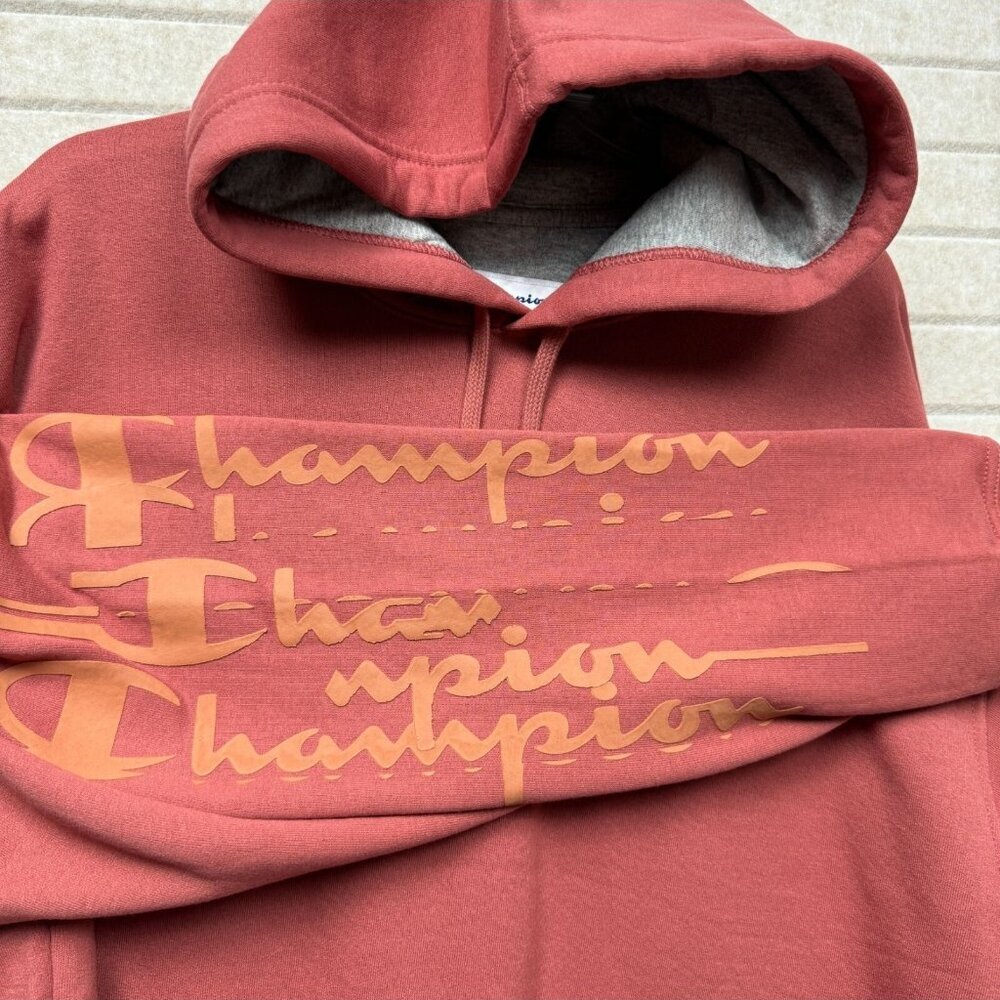 Champion Logo Hoodie Sweatshirt Pullover Rust Red Long Sleeve XL NWT - Picture 4 of 10